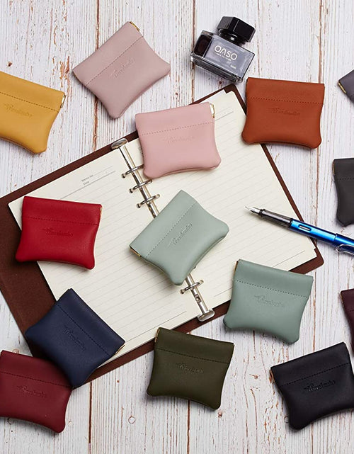 Load image into Gallery viewer, Leather Squeeze Coin Purse Pouch Change Holder for Men &amp; Women
