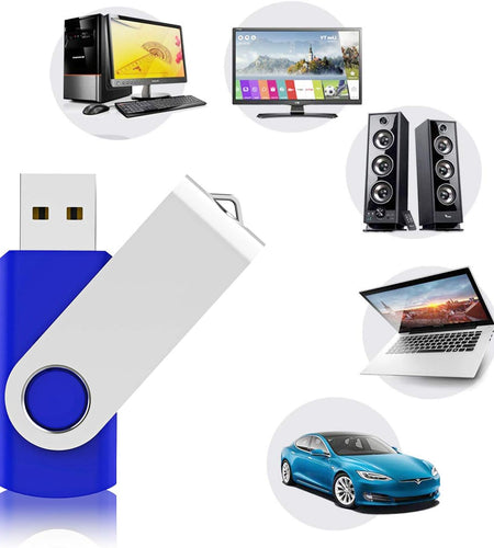 10 Pack 64GB USB 2.0 Flash Drive Thumb Drive, Blue