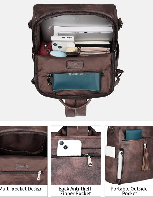 Load image into Gallery viewer, Leather Backpack Purse for Women Designer Ladies Shoulder Book Bag Fashion Convertible Travel Backpack Purses
