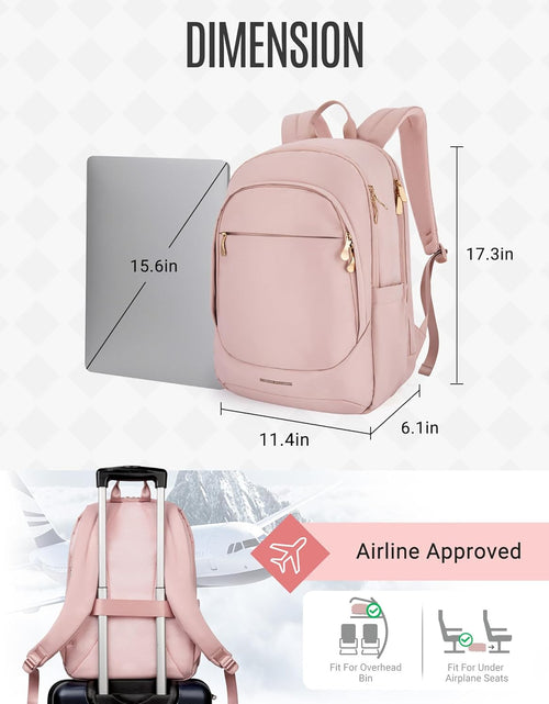 Load image into Gallery viewer, Collge Laptop Backpack, 15.6 Inch Laptop Travel Backpack for Women, College Computer Bookbag Casual Bag for Work Travel College, Gifts for Women,Pink
