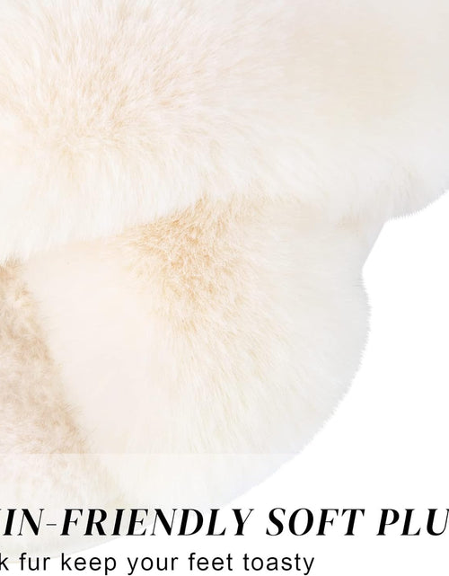 Load image into Gallery viewer, Women'S Cross Band Slippers Fuzzy Soft House Slippers Plush Furry Warm Cozy Open Toe Fluffy Home Shoes Comfy Indoor Outdoor Slip on Breathable
