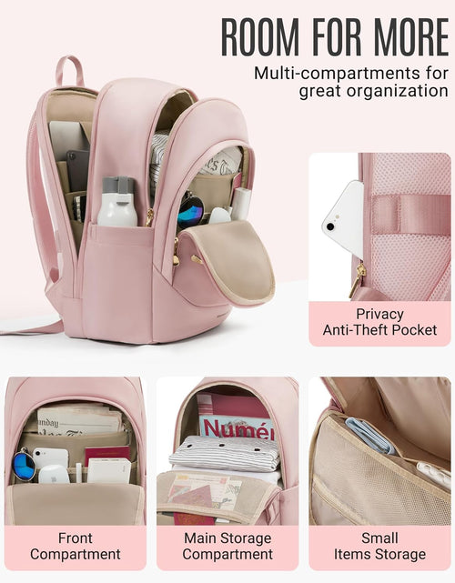Load image into Gallery viewer, Collge Laptop Backpack, 15.6 Inch Laptop Travel Backpack for Women, College Computer Bookbag Casual Bag for Work Travel College, Gifts for Women,Pink
