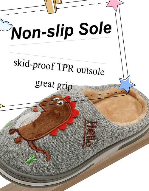 Load image into Gallery viewer, Boys Girls Cozy House Slippers Warm Plush Winter Cotton Slipper Kids Cute Dinosaur Indoor Shoes Non-Slip
