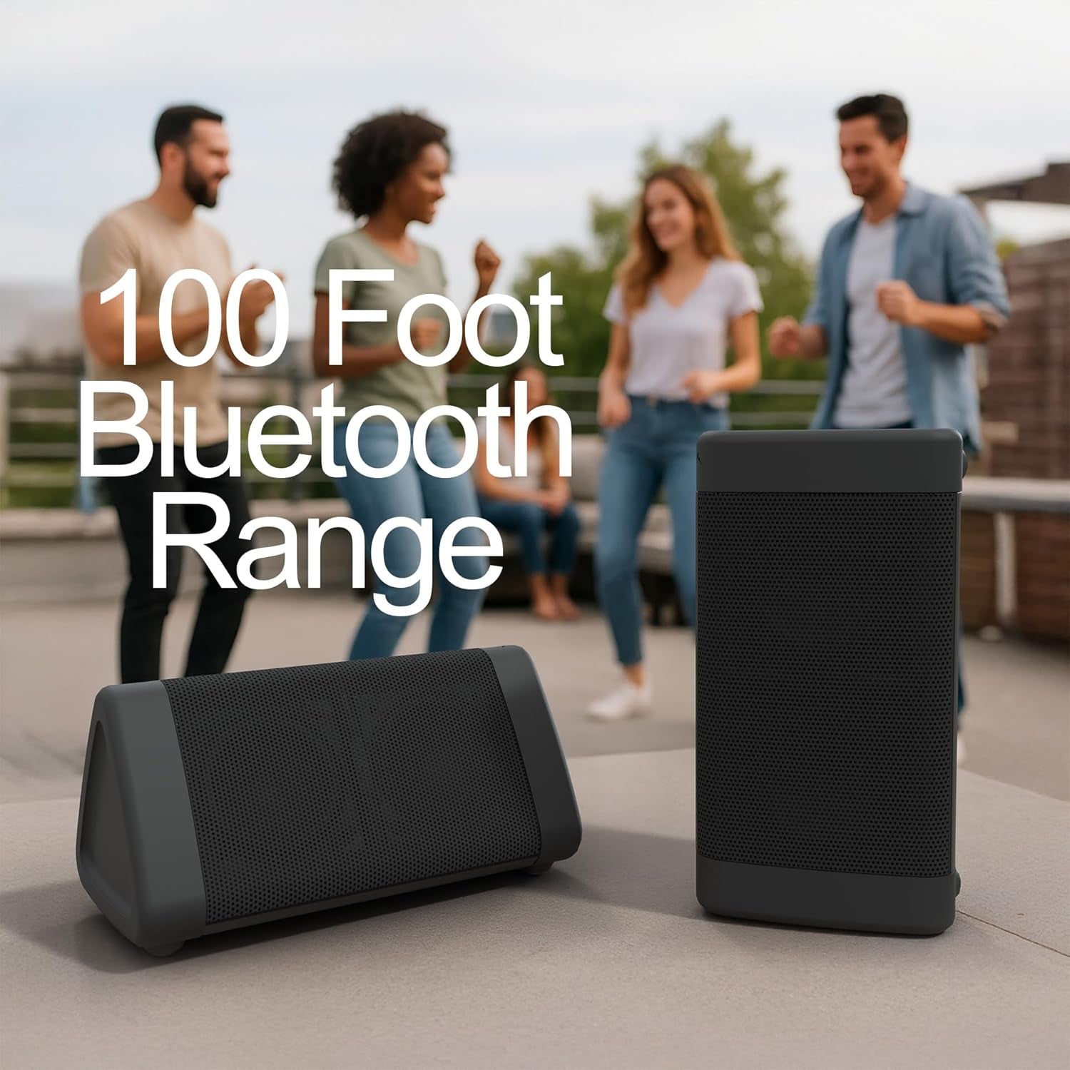 Oontz Angle 3 Bluetooth Speaker, up to 100 Ft Wireless Range, Portable Speaker for Iphone, Android Phones, Louder Volume, Crystal Clear Sound, Rich Bass, IPX5 Portable Bluetooth Speaker (Black)