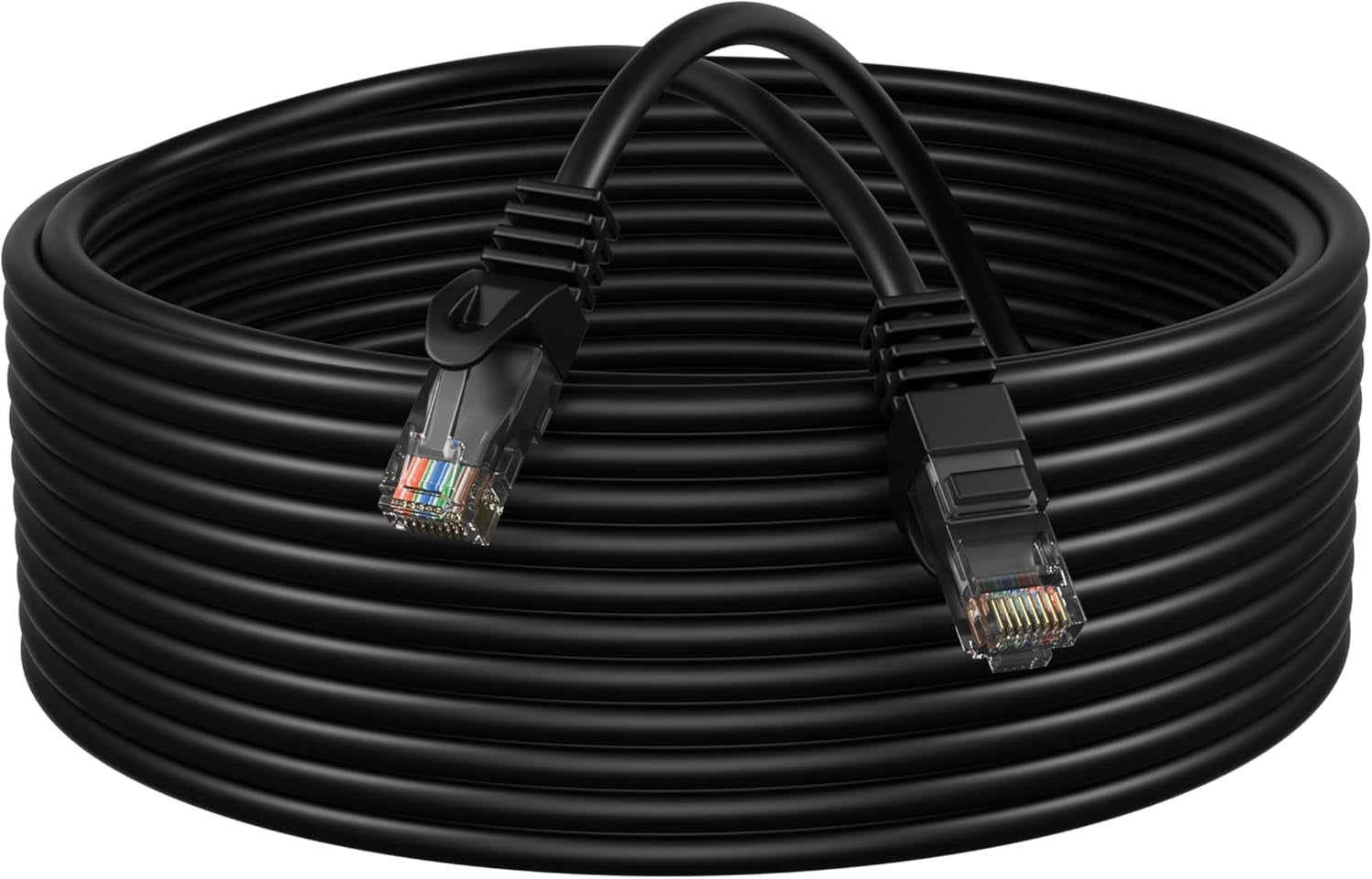 100Ft Black Cat5E Ethernet Network Patch Cable Internet Wire for Modem, Router, Pc, TV, Consoles
