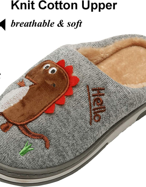 Load image into Gallery viewer, Boys Girls Cozy House Slippers Warm Plush Winter Cotton Slipper Kids Cute Dinosaur Indoor Shoes Non-Slip
